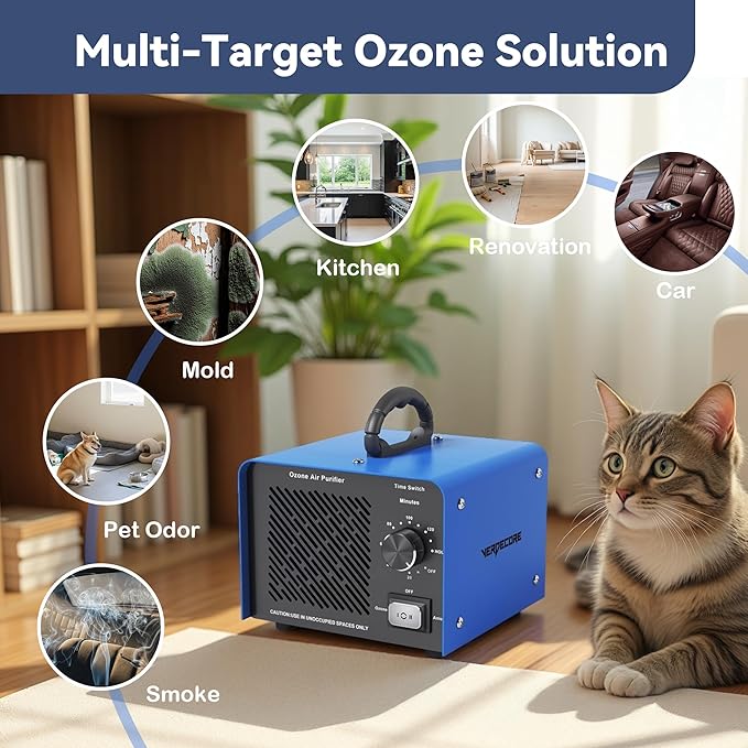 0zone Generator 125,000mg/h,0zone Machine for Car/Home/Smoke/Pet Odor, Covers up to 2,500 Sq. Ft.(Green)