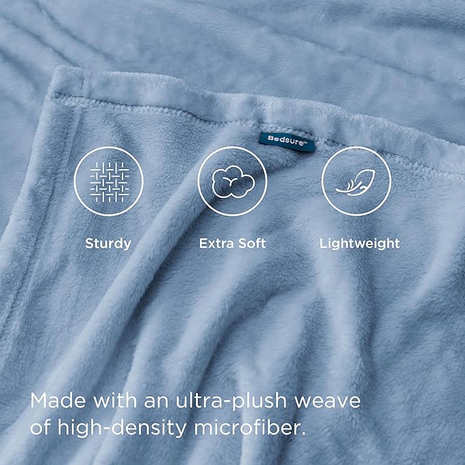 Bedsure Twin XL Fleece Blanket Dorm Bedding - Lightweight Soft Cozy Blankets for Bed, Sofa, Couch, Travel, Camping, Light Blue, 66"x90"