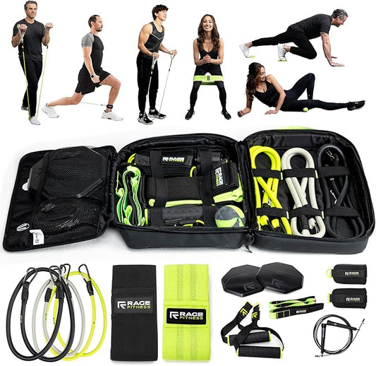 Ex Kit Home Gym Equipment with Carry Bag - 10Pcs Resistance Bands Kit with Handles, Door Anchor, Jump Rope, Booty Bands & More – Full Body Workout Bands Set for Strength, Cardio & Flexibility-FlexoryFit