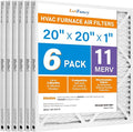 LotFancy 20x20x1 Air Filter, 6 Pack MERV 11 Pleated Furnace Air Filters Replacement for HVAC (Actual Size: 19.75"x19.75"x0.75")