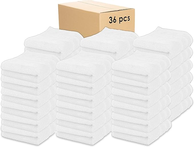 Kaufman - Premium Hand Towels Set for Bathroom, Spa, Gym, and Face Towel 100% Cotton Ring Spun, Ultra Soft Feel and Highly Absorbent Towels (White, 36-PK)-FlexoryFit