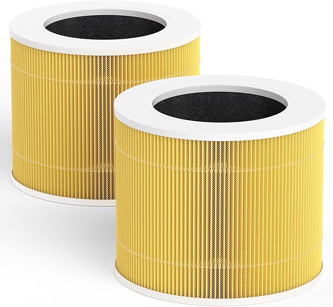 2 Pack Core Mini Pet Replacement Filter for LEVOIT Core Mini Air Purifiers, High-Efficiency Activated Carbon,Yellow
