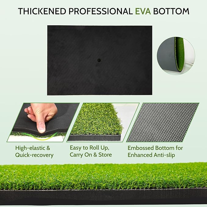 Upgrade Multi-Function Golf Hitting Mat – MyVoice 5x4ft Thickened Mat with Interchangeable Turf, Durable Non-Slip Base for Indoor & Outdoor Practice, Ideal for Golfers of All Levels
