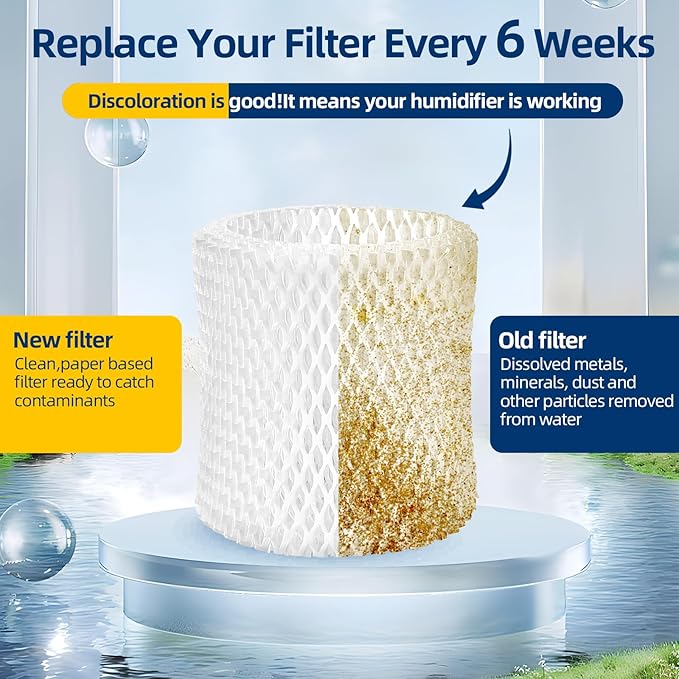 DerBlue 6 Pack Humidifier Replacement Filter Compatible with Canopy Bedside Humidifier and Nursery Humidifier,Wood Pulp & Paper Filter
