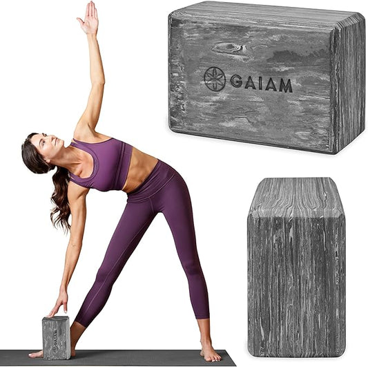 Gaiam Yoga Block - Supportive Latex-Free Eva Foam - Soft Non-Slip Surface with Beveled Edges for Yoga, Pilates, Meditation - Yoga Accessories for Stability, Balance, Deepen Stretches-FlexoryFit