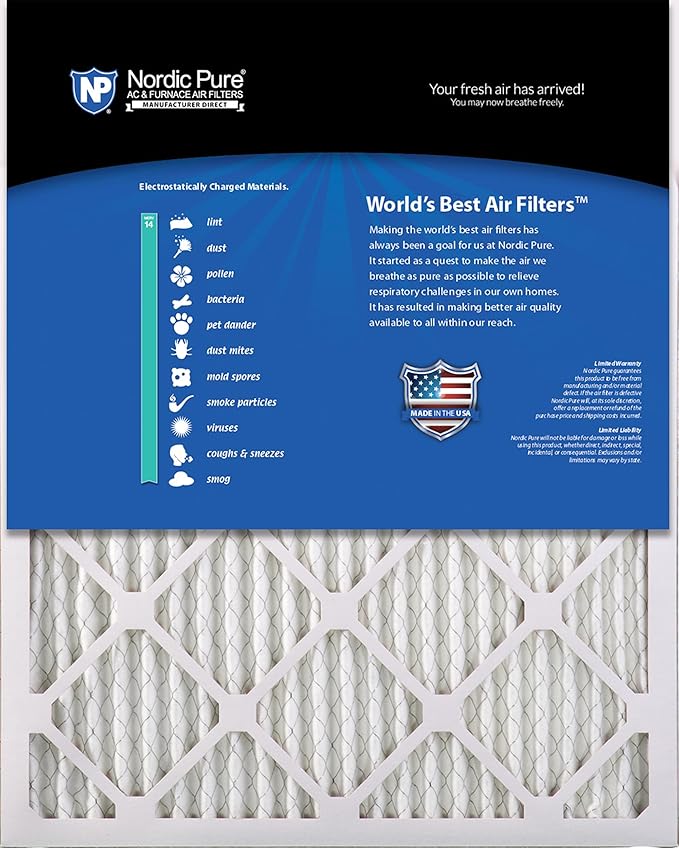 Nordic Pure 18x20x1 (Actual Size: 17 1/2 x 19 1/2 x 3/4) Pleated MERV 14 Air Filters 4 Pack