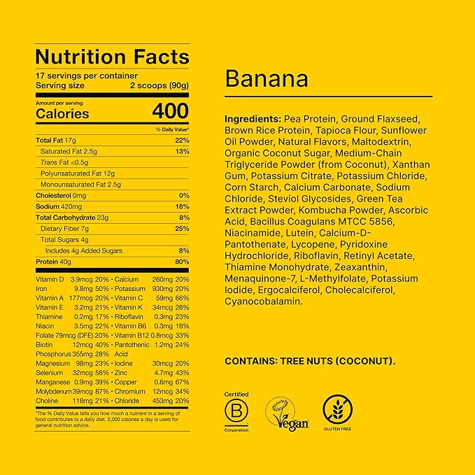 Huel Black Edition | Banana 40g Vegan Protein Powder | Nutritionally Complete Meal | 27 Vitamins and Minerals, Gluten Free | 17 Servings | Scoop not included to reduce plastic-FlexoryFit