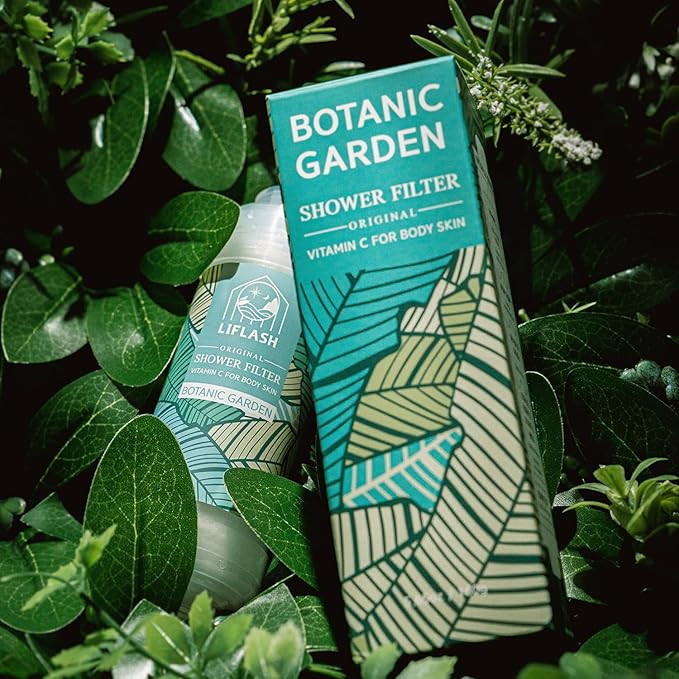 LIFLASH Vitamin C Shower Filter for Hard Water, Aromatherapy Softener Purifier, Help with Softer Skin and Hair Enhancement, for Universal Output Showerhead, Easy Installation (BOTANIC GARDEN)