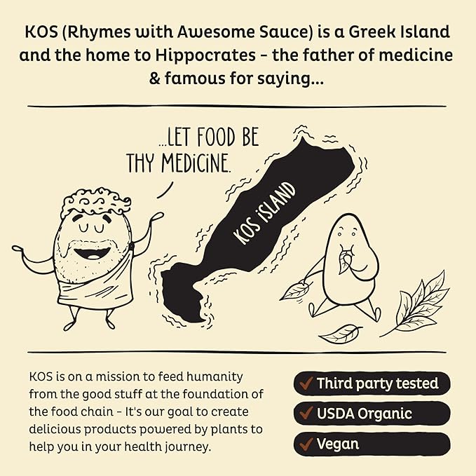 KOS Vegan Protein Powder Erythritol Free, Vanilla USDA Organic - Pea Protein Blend, Plant Based Superfood Rich in Vitamins & Minerals - Keto, Dairy Free - Meal Replacement for Women & Men, 28 Servings-FlexoryFit