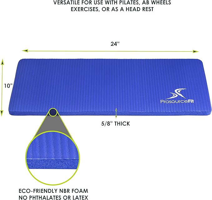 ProsourceFit Extra Thick Yoga Knee Pad and Elbow Cushion 15mm (5/8”) Fits Standard Mats for Pain Free Joints in Yoga, Pilates, Floor Workouts-FlexoryFit