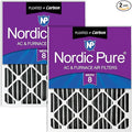 Nordic Pure 16x25x4 (15_1/2 x 24_1/2 x 3_5/8) Pleated Plus Carbon Air Filters MERV 8 2 Pack