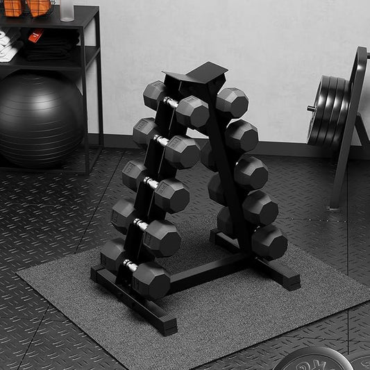 Premium Rubber Coated Hex Dumbbell Weight Set with Rack, Multiple Packages,210LB/350LB/450LB/550LB Set for Home Gym, Hand Weights for Muscle Toning, Strength Building & Full Body Workout-FlexoryFit