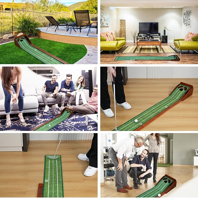 Putting Green Indoor,Golf Putting mat with Auto Ball Return – Premium Golf Putting Mat for Home, Office, or Outdoors – Perfect Golf Gift for Men & Women, Practice Anywhere