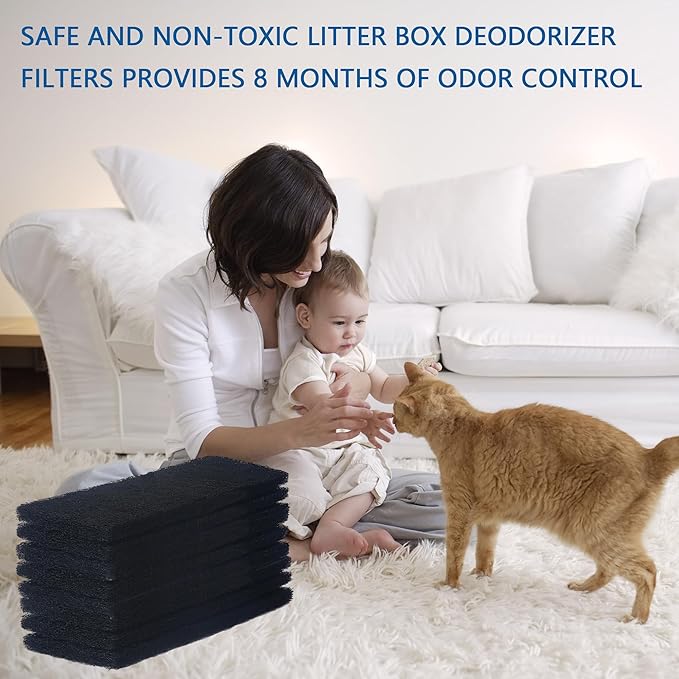 2xThickened and Durable 8 Pack Carbon Filters Compatible with Litter Robot 3 Replacement Filters for Absorbing Odors Control Damp from Pets and Keep Home Fresh