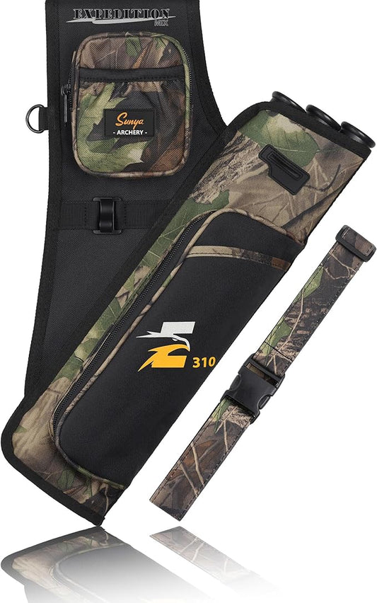 SUNYA Archery Hip Quiver for Arrows. Includes 3 Tubes Arrow Holder, Accessories Pockets and Waist Belt. Fit for Compound and Recurve Bow Practice.