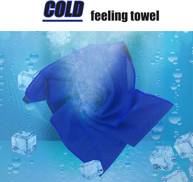 Biange Cooling Towel (Pack of 20, 40"x12") with Pouches for Sports, Workout, Fitness, Gym, Yoga, Golf, Pilates, Travel, Camping & More-FlexoryFit