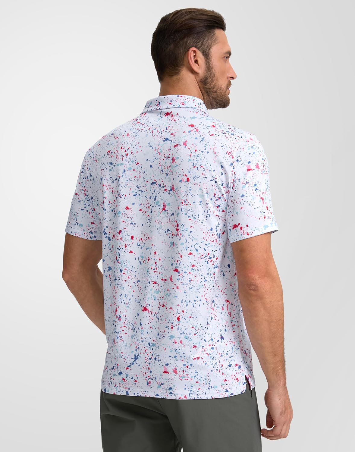 Obla Mens Golf Polo Shirts Short Sleeve Dry Fit Performance Moisture Wicking Casual Print Collared Golf Shirts for Men