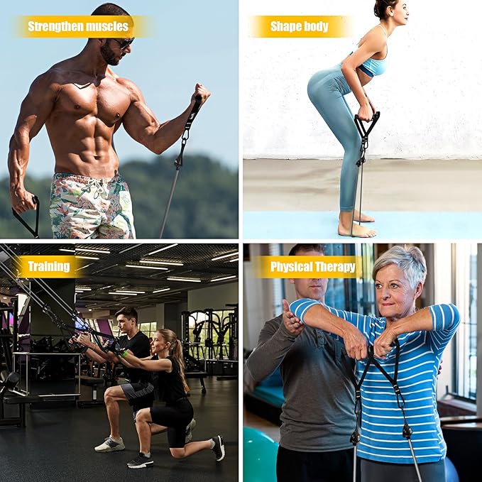 HPYGN Resistance Bands, Heavy Exercise Bands with Handles, Fitness Bands for Working Out, Workout Bands for Men, Weight Bands Set for Muscle Training, Strength, Slim, Yoga, Home Gym Equipment-FlexoryFit