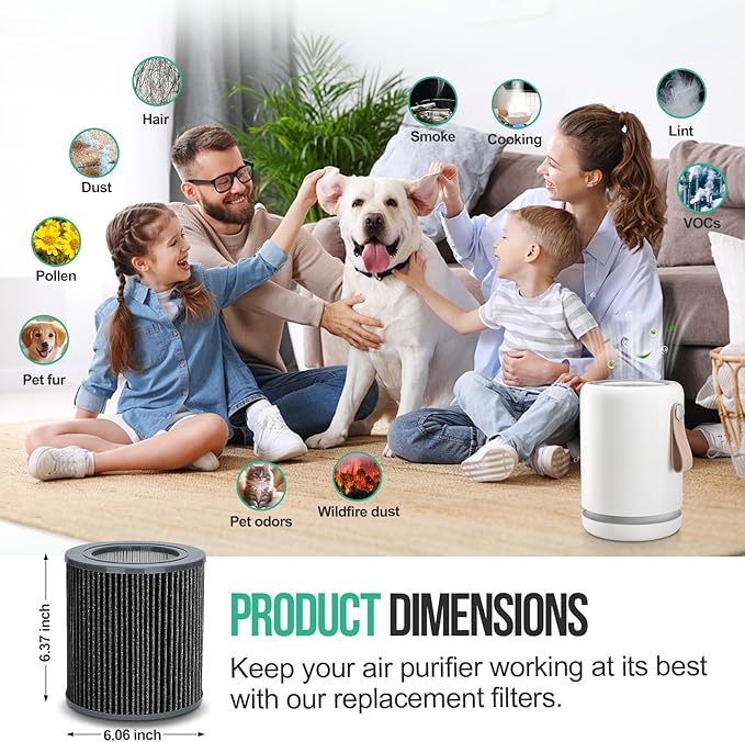 2 Pack Air Mini Replacement Filters Compatible with Molekule Air Mini & Air Mini+ Air Purifiers, PECO-HEPA Tri-Power 3-in-1 High-Efficiency True HEPA Replacement Filter (Green, 2 Pack)