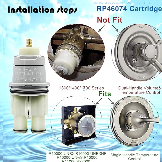 RP46074 Shower Cartridge for Shower and Tub 13/14 Series, Monitor Shower Parts,Single-handle MulitChioce Universal Valve Cartridge Assembly Water Cartridge-QLXAQLX