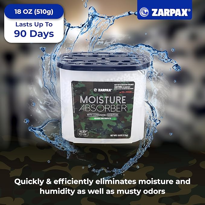 Moisture Absorber Corrosion Inhibitors Gun & Gear 17.6 oz/500g | Removes Moisture, Damp & Humidity | Odor Absorber | Moisture Trap for Bathroom, Closet, Kitchen | Set of 6