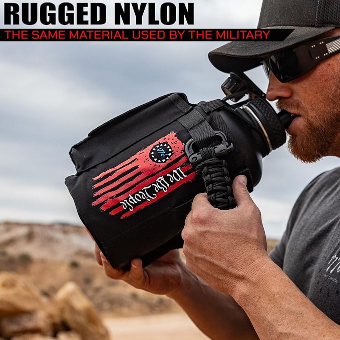 Iron InfideI Battle Bottle Sleeve - 64 oz and 32 oz Water Bottle Sleeve Only for Half Gallon 1L Steel Water Bottle | Rugged Cover with Molle for Versatile Design with Storage for Phone, Wallet & Keys-FlexoryFit