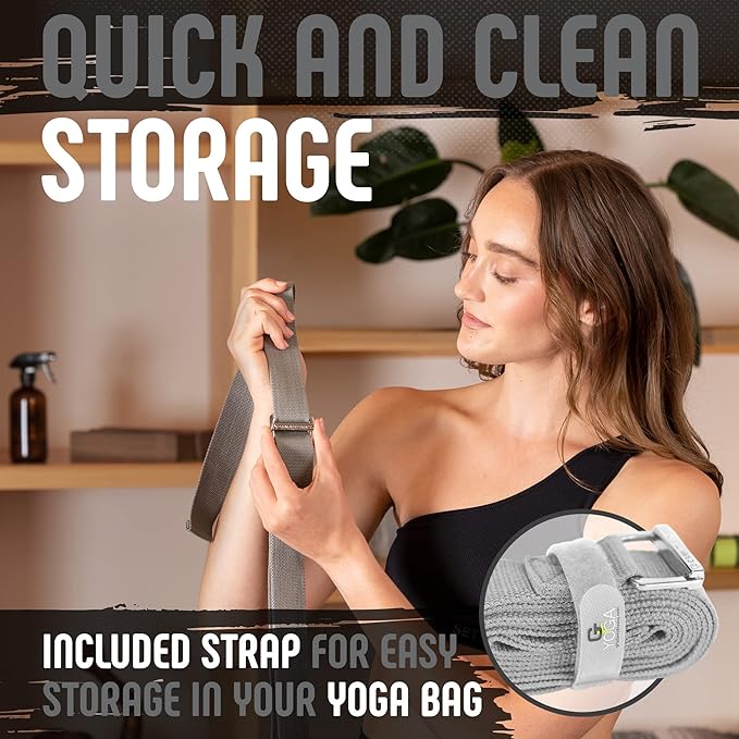 Gradient Fitness Yoga Strap, Friction-Less Easy-Feed Buckle, Super Soft Cotton/Polyester Blend Webbing, Free eGuide. (8 Feet)-FlexoryFit
