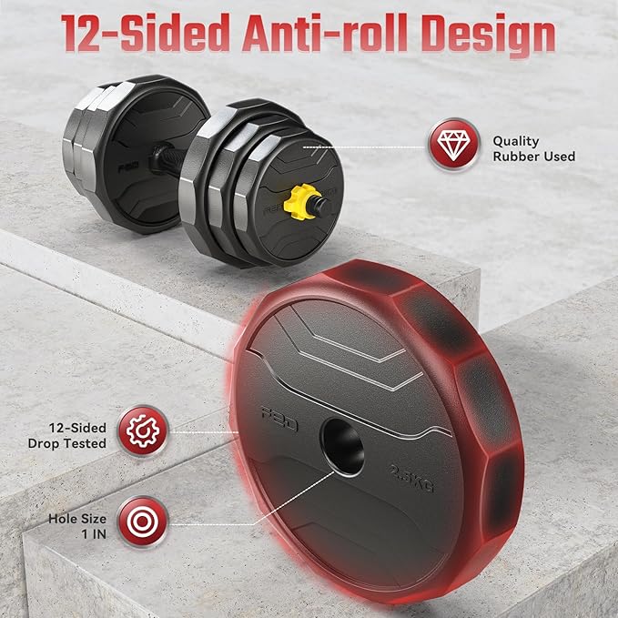 FEIERDUN Adjustable Dumbbells, 40/48/68/88lbs Free Weight Set with 4 Modes, Used as Barbell, Kettlebells, Push up Stand, Fitness Exercises for Home Gym Suitable Men/Women-FlexoryFit