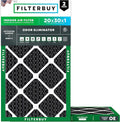 Filterbuy 20x30x1 Air Filter MERV 8 (MPR 700) Odor Eliminator Replacement (2-Pack), Electrostatic Pleated HVAC AC Furnace Filters w/Activated Carbon, Made in USA (Actual Size: 19.63 x 29.63 x 0.75)