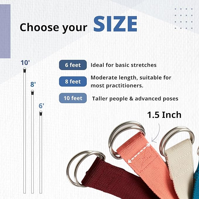 Everyday Yoga Super Strong Strap with Metal D-ring Buckle - Improve Flexibility, Stretching, and Physical Therapy Fitness.-FlexoryFit