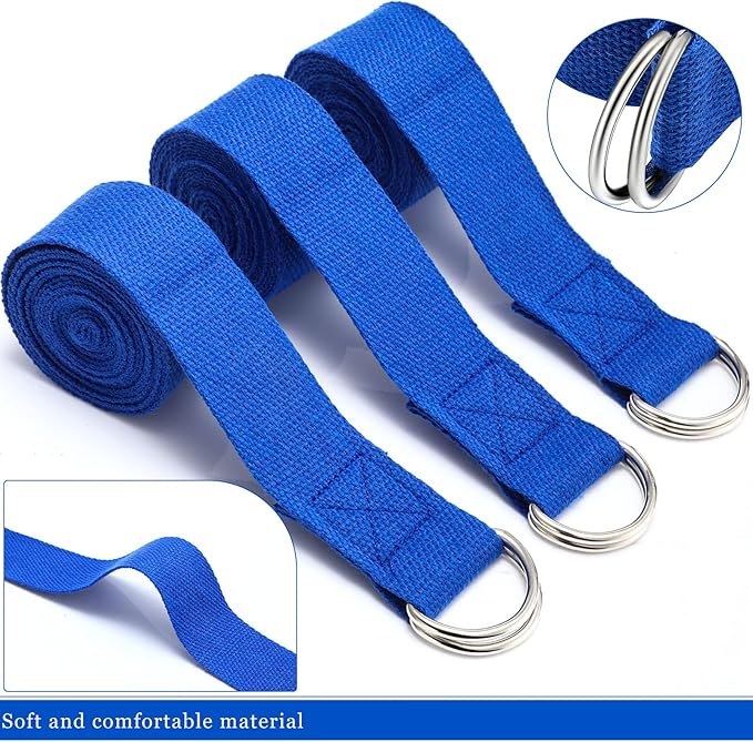 6 Pcs Yoga Strap for Stretching 8 Ft Yoga Exercise Adjustable Straps Bands with Safe Adjustable D Ring Buckle for Pilates Gym Workouts Fitness Improves Sitting Posture-FlexoryFit