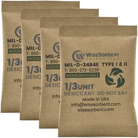 Kraft Clay Desiccants Packs for Safe, 11 Gram 30 Pack Dehumidifier for Gun Safe, 1/3 Unit Military Grade Moisture Absorbers, Conforms to MIL-D-3464E Type I & II Absorbents