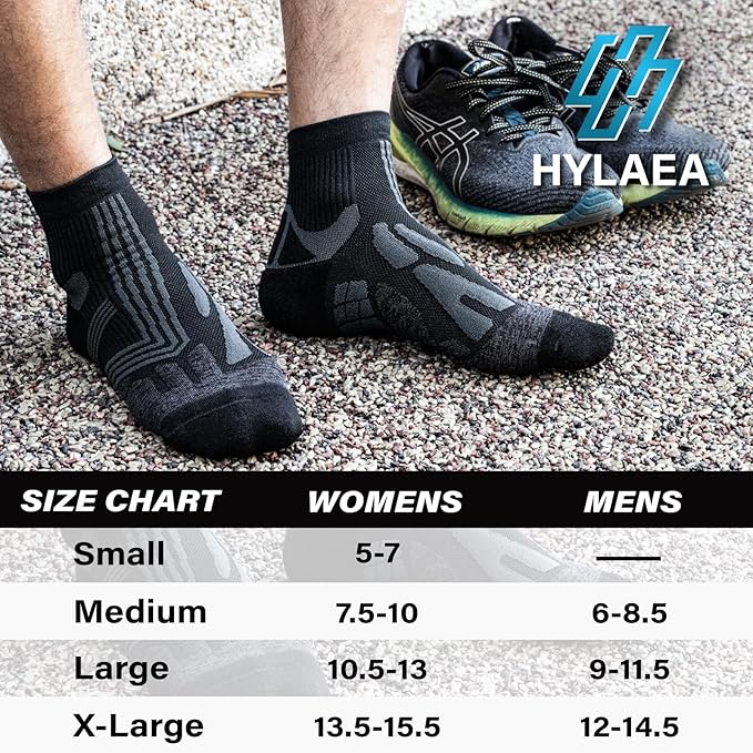 Hylaea Quarter Athletic Running Socks No Blister, Cushion Moisture Wicking Socks for Cycling Sport-FlexoryFit