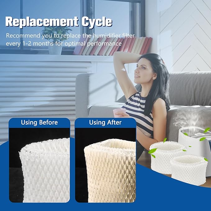 Funmit WF2 Humidifier Filter Replacement for Vicks Kaz Humidifier Starry Night Cool Mist V3500N V3700 V3100 V3900 Sunbeam 1118 1119 Honeywell HCM-300T HCM-350 WA-8D Enviracaire ECM-500 4 Pack