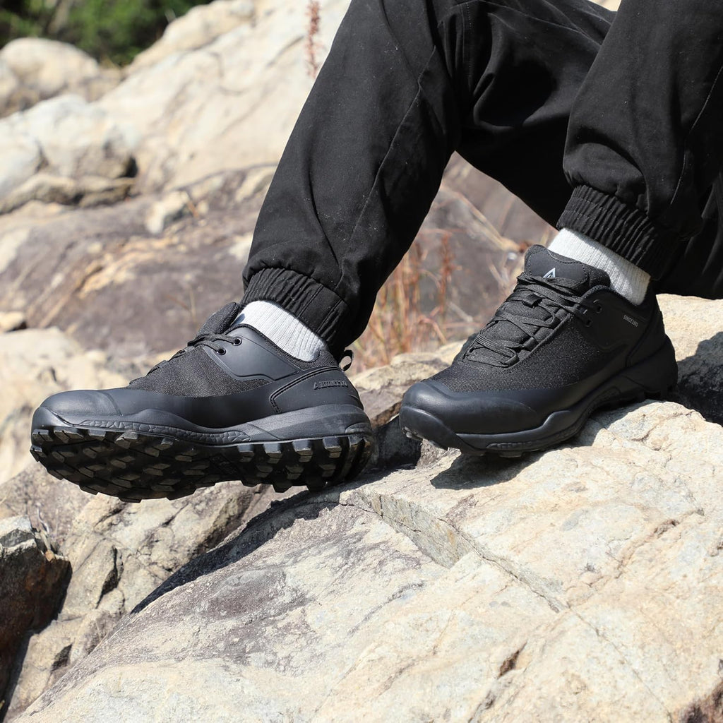 HUMTTO Men's All-Terrain Waterproof Hiking Shoes Lightweight Breathable Trekking Anti Slip Outdoor Trails Shoes