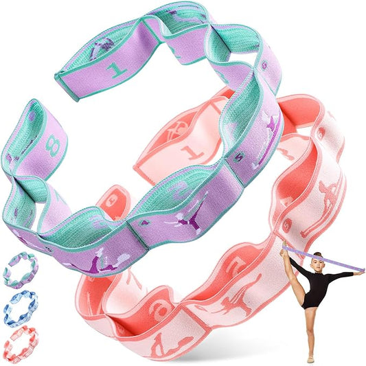 Stretch Strap for Kids Elastic Gymnastics Stretching Ballet Dance Band with 8 Loops Adjustable Exercise Training Resistance Strap for Children Stuff Pilates Latin Yoga Equipment-FlexoryFit