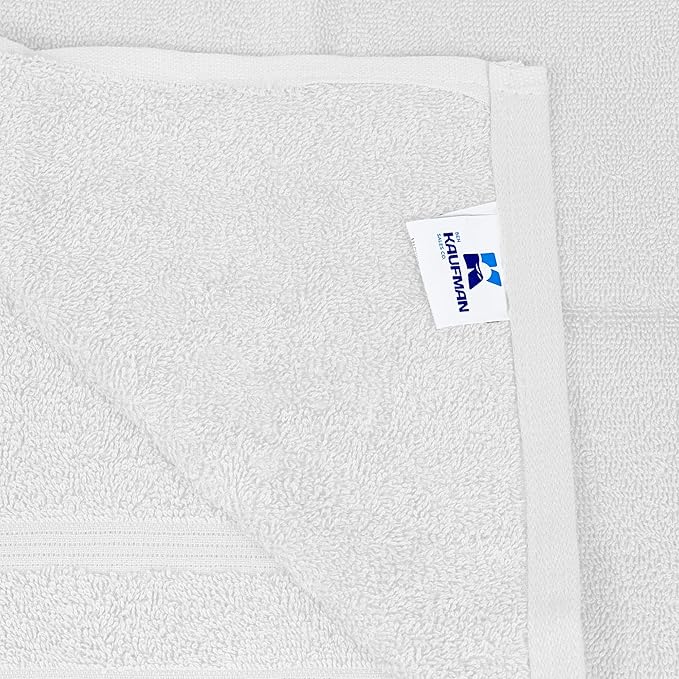Kaufman - Premium Hand Towels Set for Bathroom, Spa, Gym, and Face Towel 100% Cotton Ring Spun, Ultra Soft Feel and Highly Absorbent Towels (White, 36-PK)-FlexoryFit