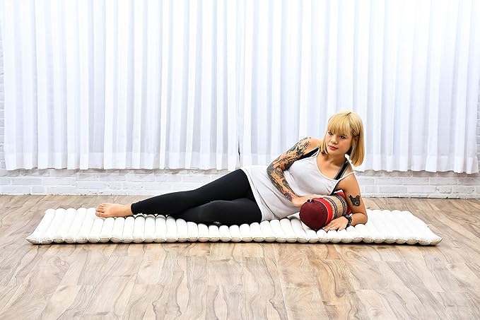 Leewadee Small Yoga Bolster – Shape-Retaining Cervical Neck Roll, Tube Pillow for Comfortable Reading, Kapok Filling, 22 x 6 x 6 inches-FlexoryFit
