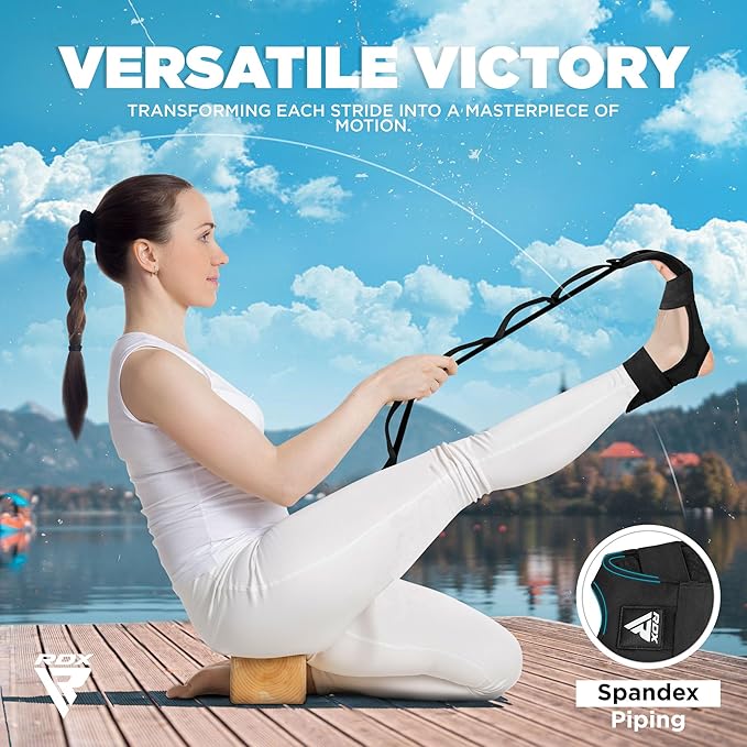 RDX Yoga Stretching Strap, Ankle Ligament Stretcher Belt with Loops Ligament Stretch Band, Fitness Leg Stretcher for Plantar Fasciitis, Foot Stretch Assist for Hamstring, Flexibility Exercise-FlexoryFit