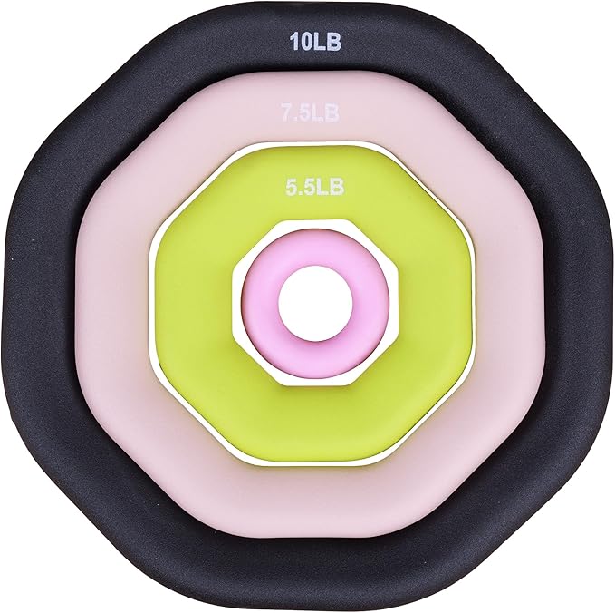 Leikefitness Weight Ring 2-in-1 Kettlebell & Dumbbell, cast Iron+PVC Coating, Yoga Exercise, Aerobics, Core Training, 4 in a Set (0.33LB + 5.5LB + 7.5LB + 10LB)-FlexoryFit