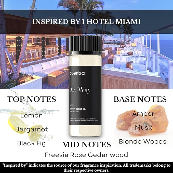Hotel Diffuser Oil | Aromatherapy Fragrances Inspired by 5-Star Hotels | Luxurious Scents Gift Set - 3 x 20ml Bottles Set - The 1 Hotel Miami, W Hotel & 5- Star Hotels