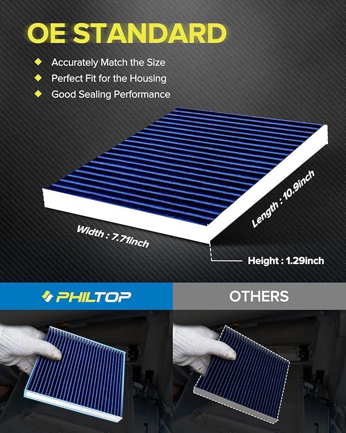 PHILTOP ACF272 (CF10435) Cabin Air Filter, Replacement for Car S80 (2007-2016), V70 (2008-2010), XC70 (2008-2016) Truck LR2 (2008-2015)