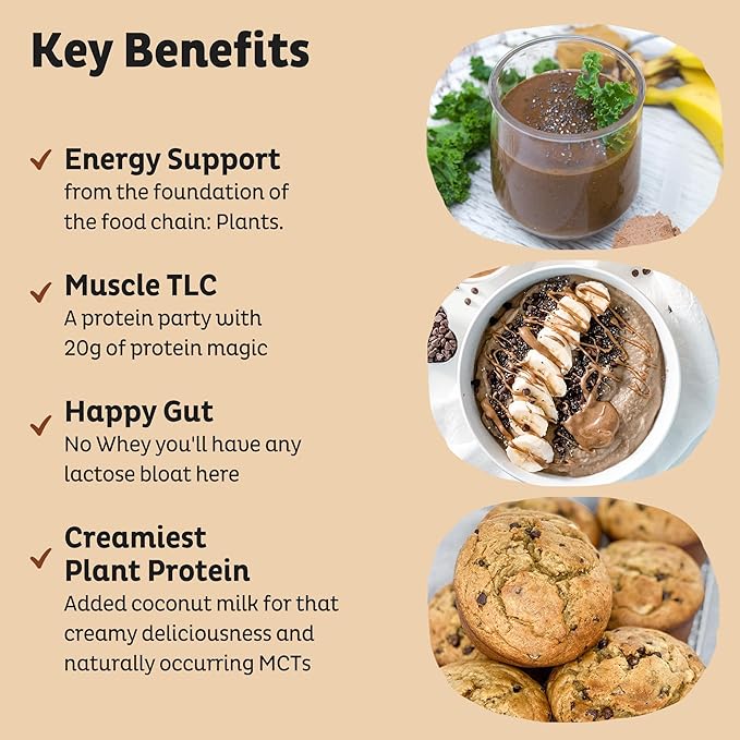KOS Organic Plant Based Protein Powder, Chocolate Peanut Butter - Delicious Vegan Protein Powder Meal Replacement - Keto Friendly, Gluten Free, Dairy Free & Soy Free - 2.4 lbs, 28 Servings-FlexoryFit
