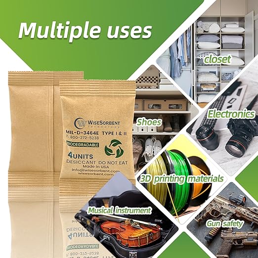Kraft Clay Desiccants Packs for Safe, 132 Gram 3 Packs Dehumidifier for Gun Safe, 4 Unit Military Grade Moisture Absorbers, Conforms to MIL-D-3464E Type I & II Absorbents
