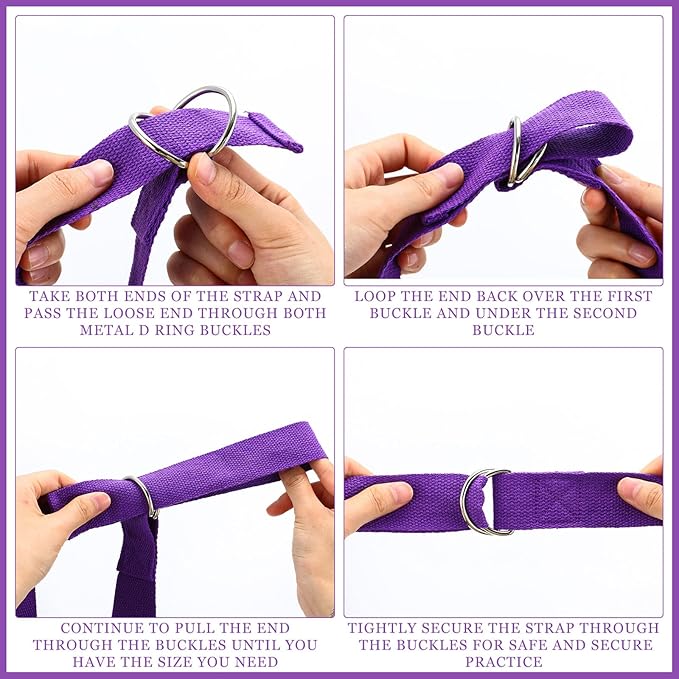 6 Pcs Yoga Strap for Stretching 8 Ft Yoga Exercise Adjustable Straps Bands with Safe Adjustable D Ring Buckle for Pilates Gym Workouts Fitness Improves Sitting Posture-FlexoryFit