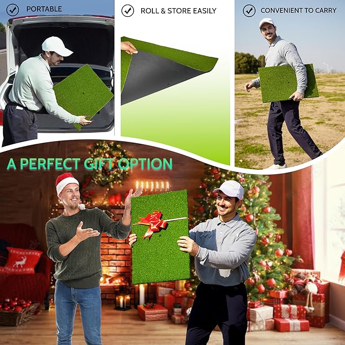 Upgrade Multi-Function Golf Hitting Mat – MyVoice 5x4ft Thickened Mat with Interchangeable Turf, Durable Non-Slip Base for Indoor & Outdoor Practice, Ideal for Golfers of All Levels