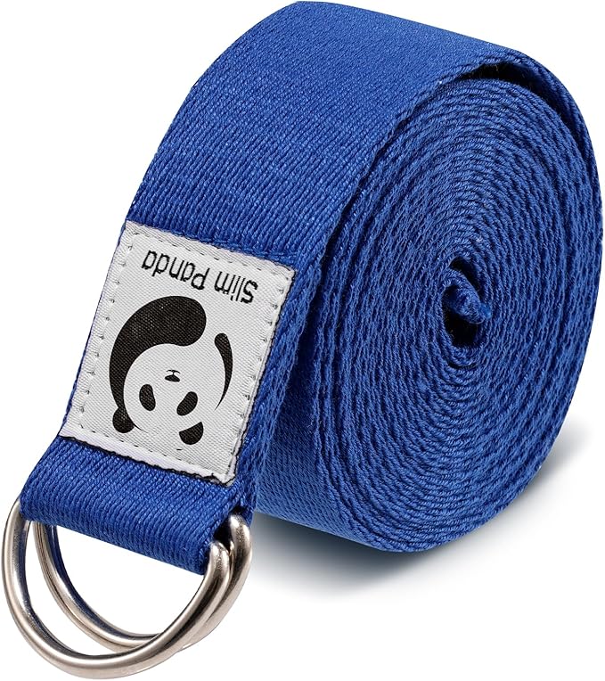 Slim Panda Yoga Strap for Stretching,Cotton Yoga Strap with Adjustable D-Ring Buckle,Non-Elastic Yoga Belt for Pilates,Gym Workouts,Physical Therapy,Improve Flexibility-FlexoryFit