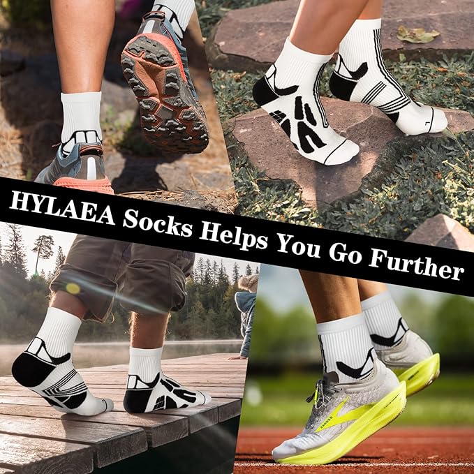 Hylaea Quarter Athletic Running Socks No Blister, Cushion Moisture Wicking Socks for Cycling Sport-FlexoryFit
