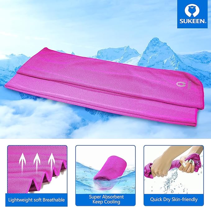 Sukeen Cooling Towel (40"x12"),Ice Towel,Soft Breathable Chilly Towel,Microfiber Towel for Yoga,Sport,Running,Gym,Workout,Camping,Fitness,Workout & More Activities-FlexoryFit