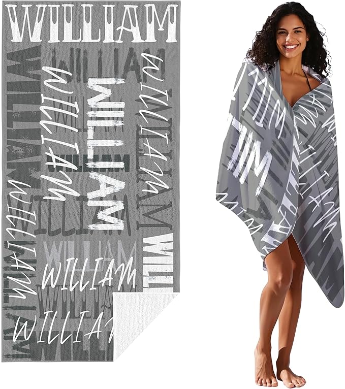 JML Personalized Beach Towel with Name, Custom Beach Towel with Name, Customized Microfiber Pool Towel, Quick Dry & Absorbent Swim Towel for Adult,Anniversary, Birthday, Summer Holiday,Vacation-FlexoryFit